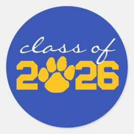 Blauw & Goud Paw Print Afstudeer Stickers