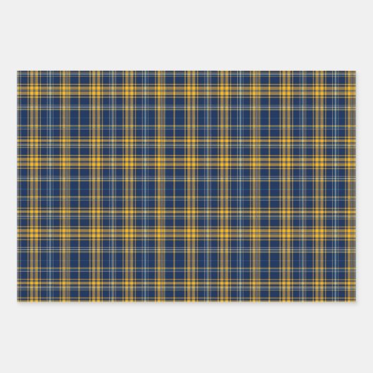 Blauw & Goud Plaid Inpakpapier Vel (Voorkant 3)