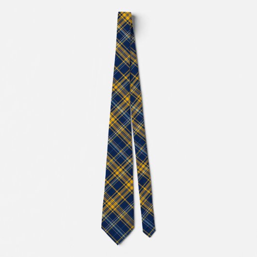 Blauw & Goud Plaid Stropdas (Voorkant)