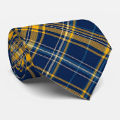 Blauw & Goud Plaid Stropdas (Opgerold)