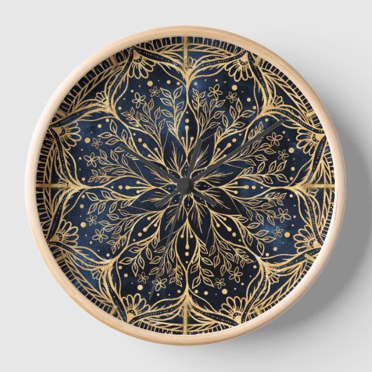 Blauw Goud Poinsettia Bloem Mandala (Voorkant)