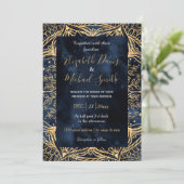 Blauw Goud Poinsettia Bloem Mandala Kaart (Staand voorkant)