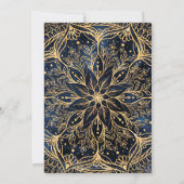 Blauw Goud Poinsettia Bloem Mandala Kaart (Achterkant)