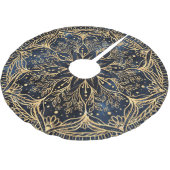 Blauw Goud Poinsettia Bloem Mandala Kerstboom Rok (Gekanteld)