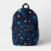 Blauw & Goud Polka-Dot Bedrukte Rugzak (Voorkant)