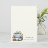 Blauw Goud Pompoen Baby shower Dank u Kaart (Staand voorkant)