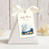 Blauw Goud Pompoen Baby shower Welkom Cadeaulabel