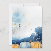 Blauw Goud Pompoen Herfst Baby shower Invitation Kaart (Achterkant)