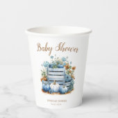 Blauw Goud Pompoen Herfst Baby shower Papieren Bekers (Voorkant)