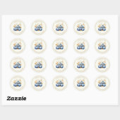 Blauw Goud Pompoen Herfst Baby shower Ronde Sticker (Vel)
