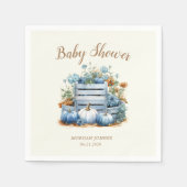 Blauw Goud Pompoen Herfst Baby shower Servet (Voorkant)