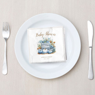 Blauw Goud Pompoen Herfst Baby shower Servet