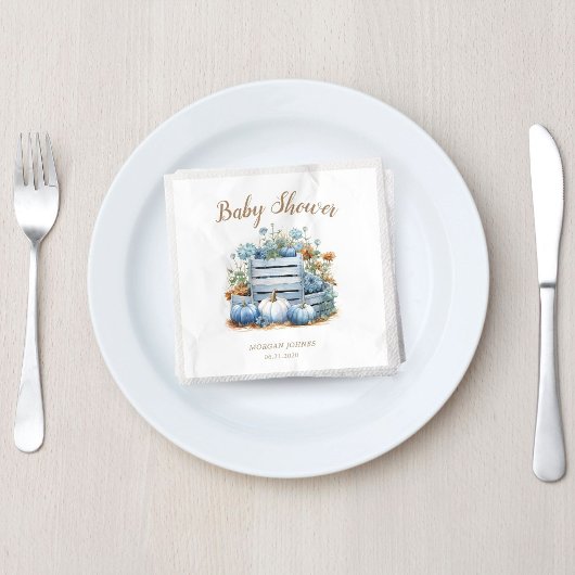 Blauw Goud Pompoen Herfst Baby shower Servet