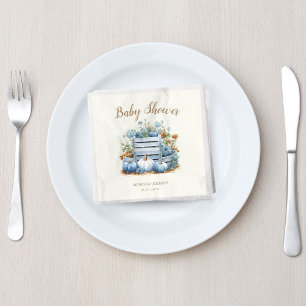 Blauw Goud Pompoen Herfst Baby shower Servet