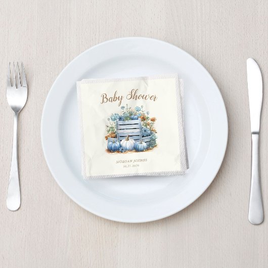 Blauw Goud Pompoen Herfst Baby shower Servet