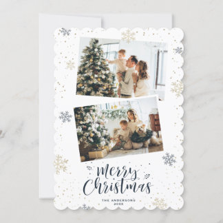 Blauw Goud Prettig Kerstfeest 2 Foto Feestdagenkaart