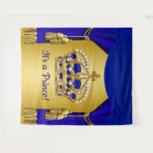 Blauw Goud Prince Crown Baby shower Achtergronden Wandkleed (Voorkant (horizontaal))
