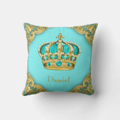 Blauw Goud Prins Kroon Kwekerij Decor Boys Kussen (Achterkant)