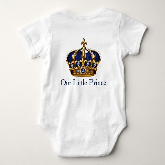 Blauw Goud Prins Kroonprins Baby Boy Romper (Achterkant)