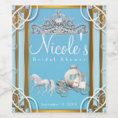 Blauw Goud Prinses Kroonwagen Sprookje Wijn Wijn Etiket (Enkel label)