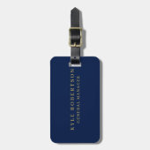 Blauw Goud Professioneel Trendy Eigen Naam Bagagelabel (Voorkant verticaal)