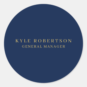 Blauw Goud Professioneel Trendy Eigen Naam Ronde Sticker