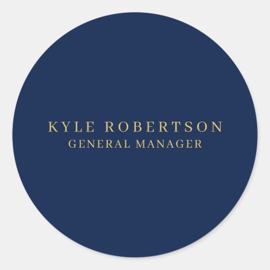 Blauw Goud Professioneel Trendy Eigen Naam Ronde Sticker (Voorkant)