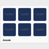 Blauw Goud Professioneel Trendy Eigen Naam Vierkante Sticker (Vel)