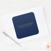 Blauw Goud Professioneel Trendy Eigen Naam Vierkante Sticker (Envelop)