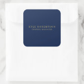Blauw Goud Professioneel Trendy Eigen Naam Vierkante Sticker (Tas)