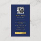 Blauw & Goud Professionele Foto Vastgoed Agent Visitekaartje (Achterkant)