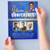 Blauw & Goud Professionele Kerk Conference Event Flyer (Hand)