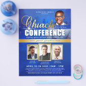 Blauw & Goud Professionele Kerk Conference Event Flyer (Enkel)