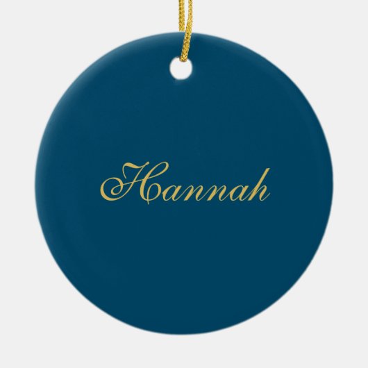 Blauw Goud Professionele Trendy Minimalistische Na Keramisch Ornament (Voorkant)