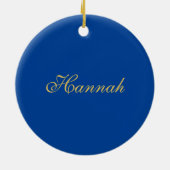 Blauw Goud Professionele Trendy Minimalistische Na Keramisch Ornament (Achterkant)