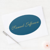 Blauw Goud Professionele Trendy Minimalistische Na Ovale Sticker (Envelop)