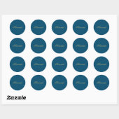 Blauw Goud Professionele Trendy Minimalistische Na Ronde Sticker (Vel)