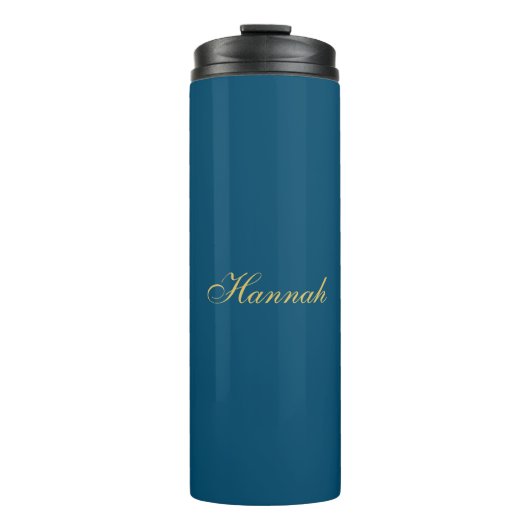 Blauw Goud Professionele Trendy Minimalistische Na Thermosbeker (Voorkant)