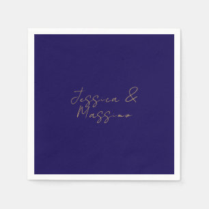 Blauw & Goud Professionele Trendy Minimalistische Servet