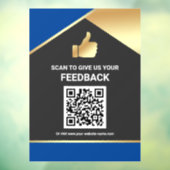 Blauw Goud QR-code Klantfeedback Beoordeling Raamsticker (Vel 3)