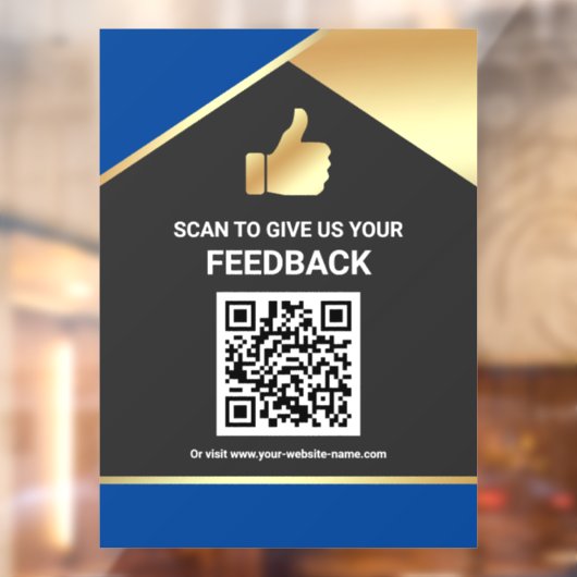 Blauw Goud QR-code Klantfeedback Beoordeling Raamsticker (Vel 2)