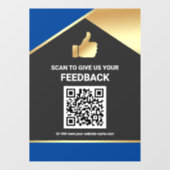 Blauw Goud QR-code Klantfeedback Beoordeling Raamsticker (Vel)