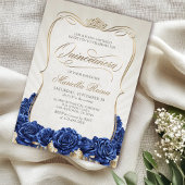 Blauw Goud Quinceañera Kaart