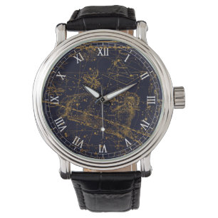  Blauw Goud Ram Dierenriem Constellatie Horloge