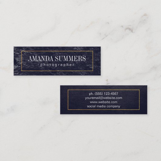 Blauw goud rand in nood | Leisteen Mini Visitekaartje (Voorkant / Achterkant)