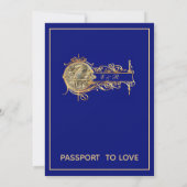 Blauw Goud Reizen Huwelijk repetitie Diner Kaart (Achterkant)