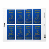 Blauw & Goud Rendier Vakantie Bier Labels (Full Sheet)