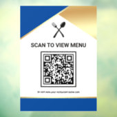 Blauw Goud Restaurant Digitaal QR Code Menu Raamsticker (Vel 3)