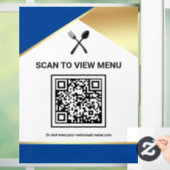 Blauw Goud Restaurant Digitaal QR Code Menu Raamsticker (Huis)