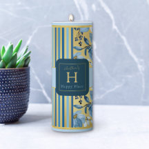  Blauw Goud Roos Streep Happy Place Monogram